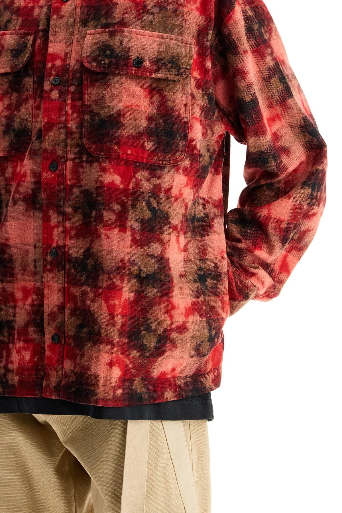 Palm Angels flannel Shirt With Curved Logo   Red