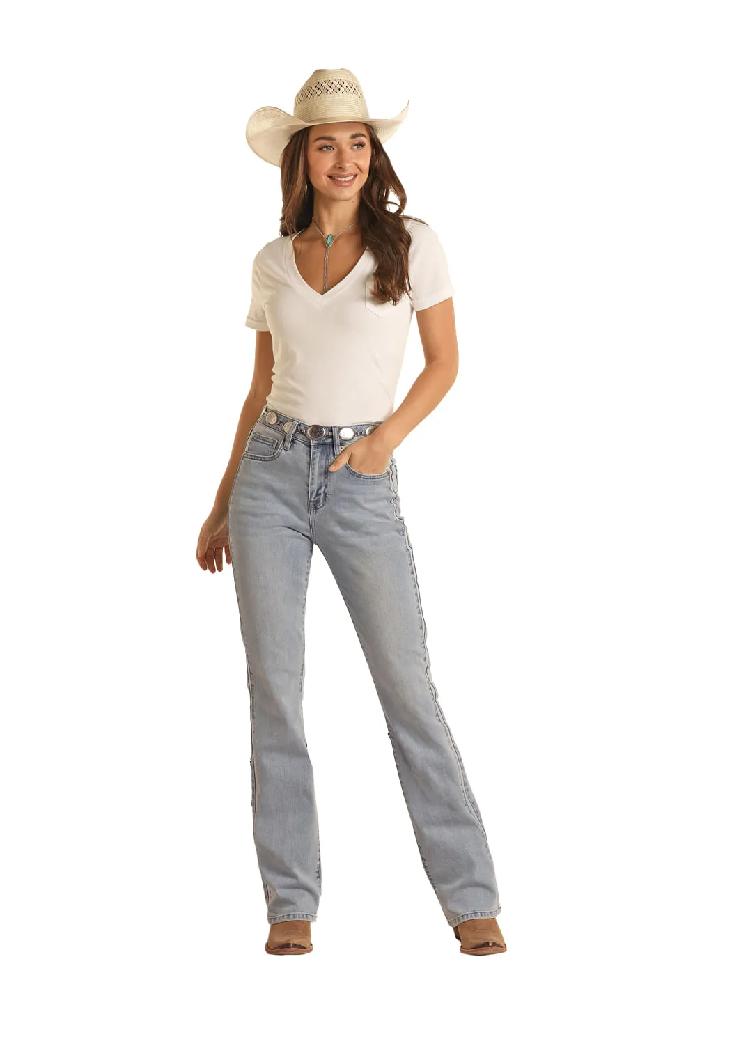 Panhandle Slim Womens High Rise Two Tone Jeans