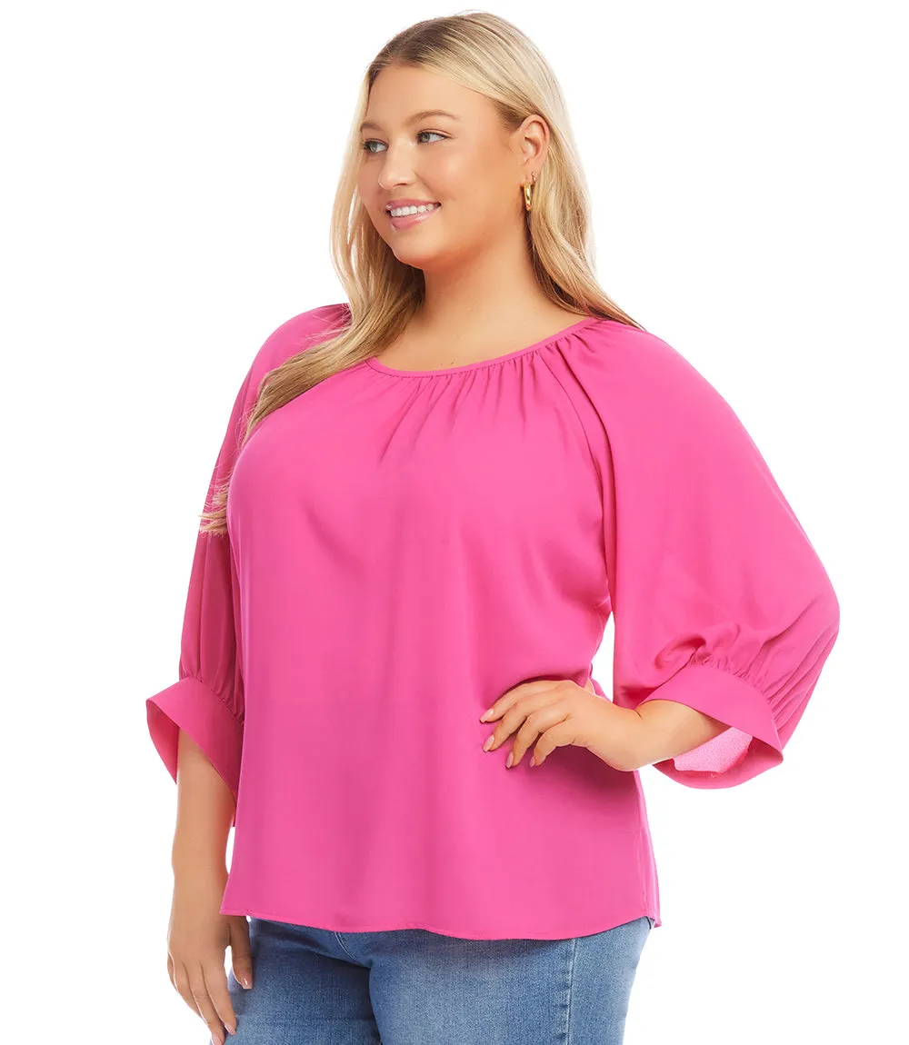 Plus Size Blouson Sleeve Top