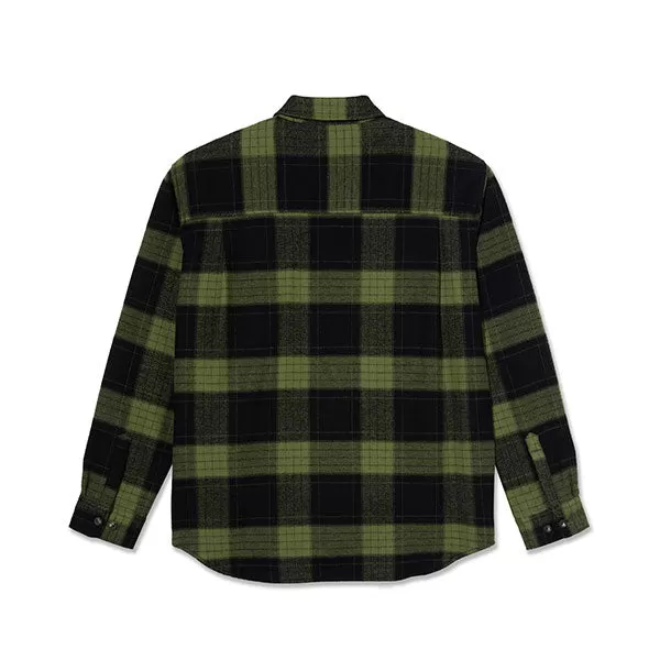 Polar Skate Co. Mike Flannel LS Shirt Black/Army Green