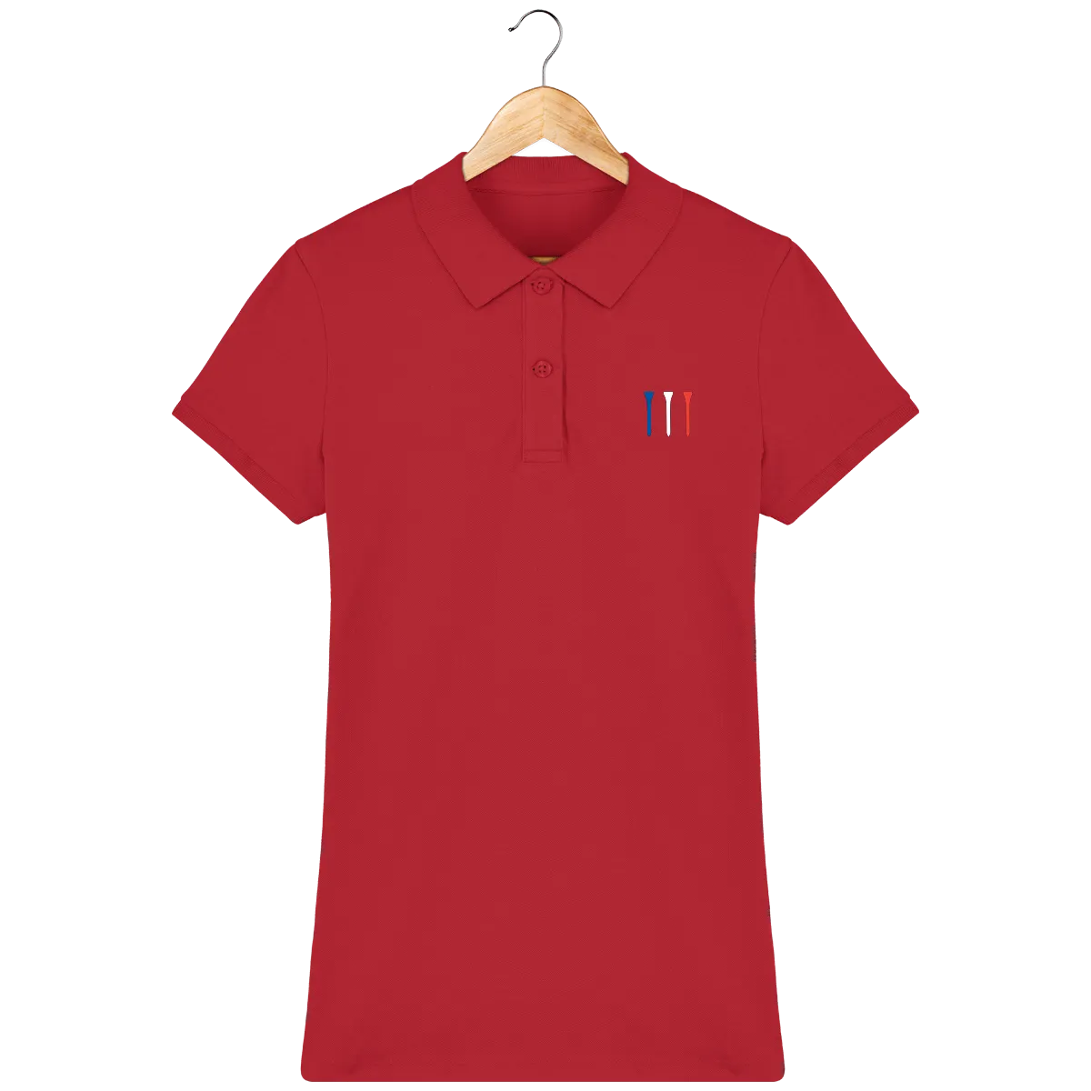 Polo brodé en coton Bio TEES BLEU BLANC ROUGE