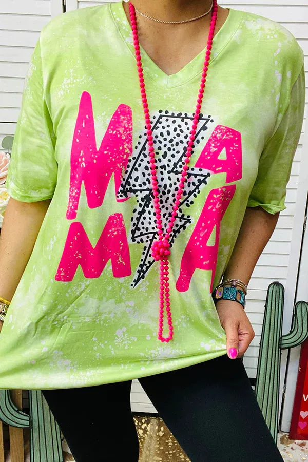 S, L, 2X, 3X MAMA lime graphic tee