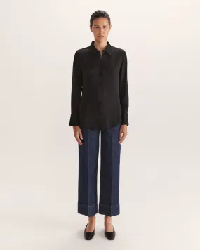 Sam Silk Cuff Shirt in Black - SABA