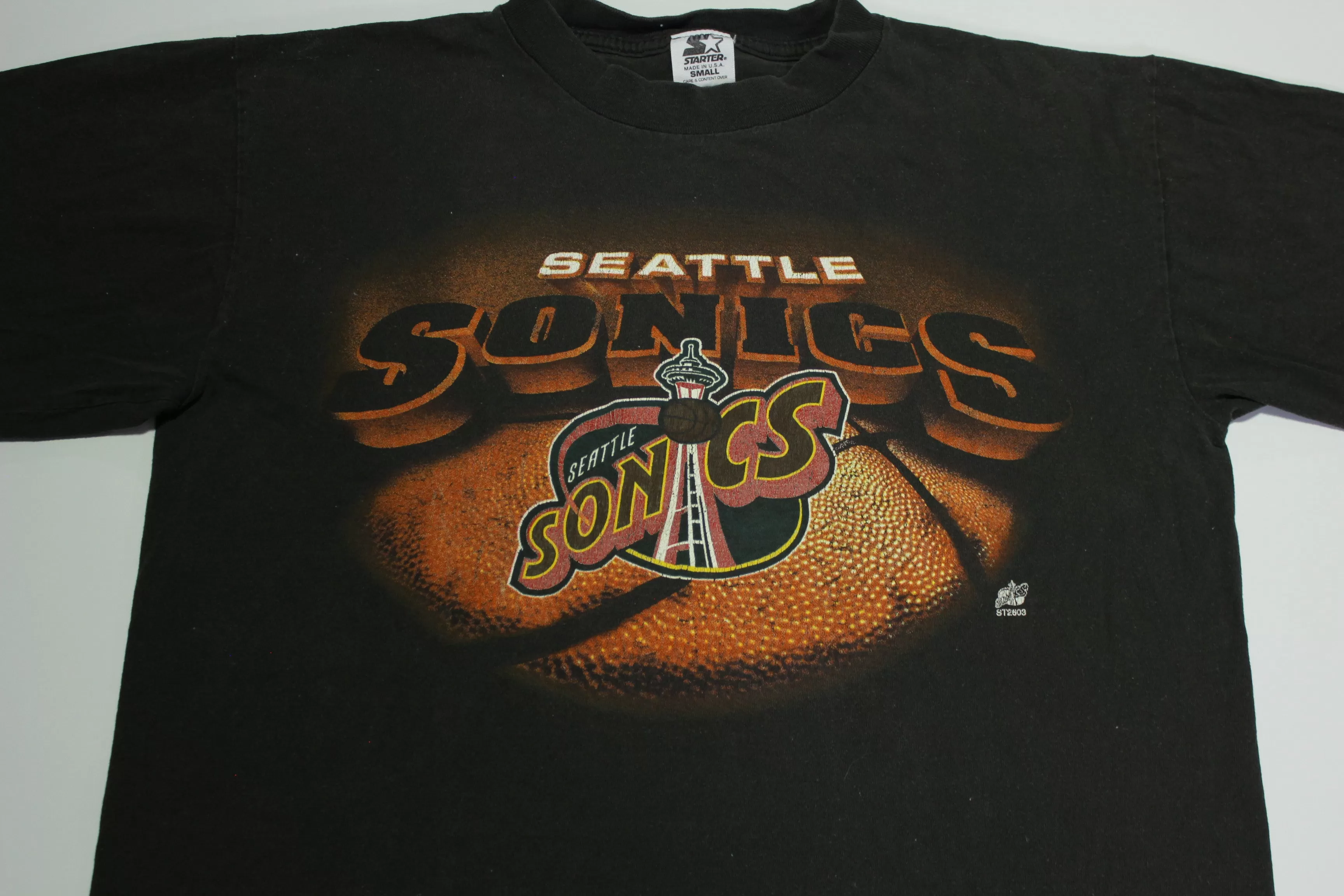 Seattle Sonics Vintage 90's Starter Made in USA Basketball Faded T-Shirt