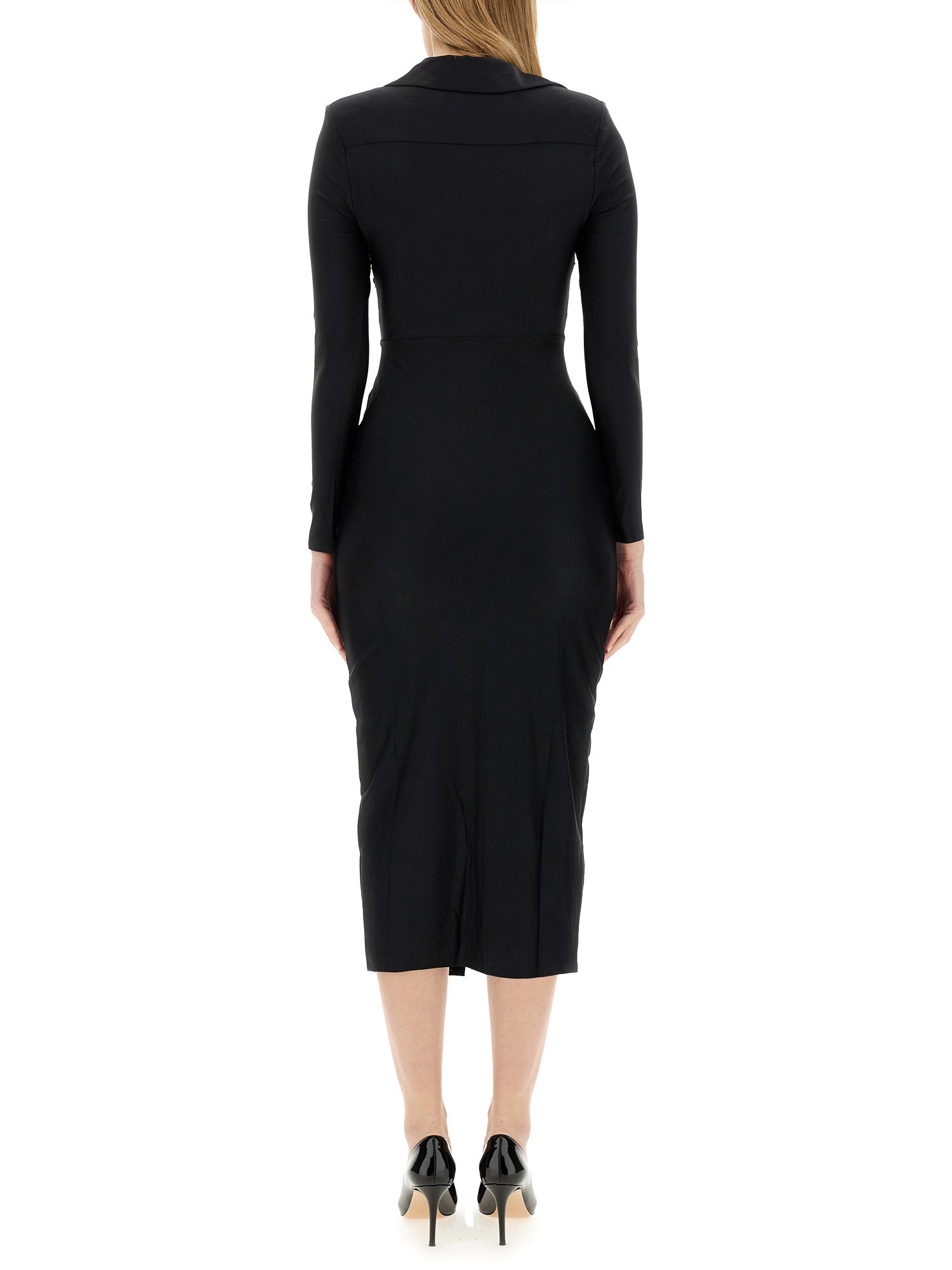 SELF-PORTRAIT    MIDI DRESS WITH GATHERED CUT IN JERSEY