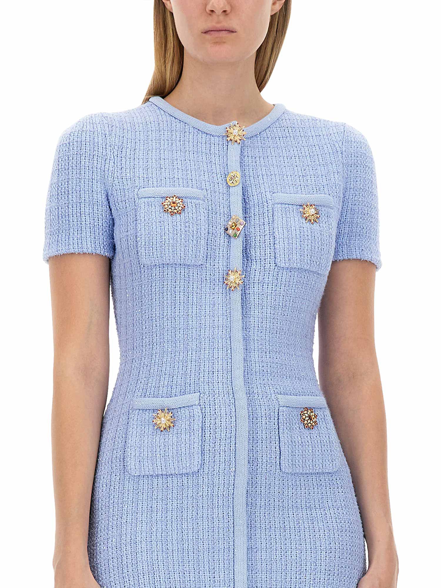 SELF-PORTRAIT    MINI DRESS WITH JEWEL BUTTON DETAIL