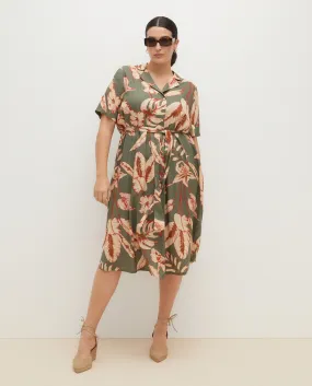 Shirt Dress - Green Print Floral