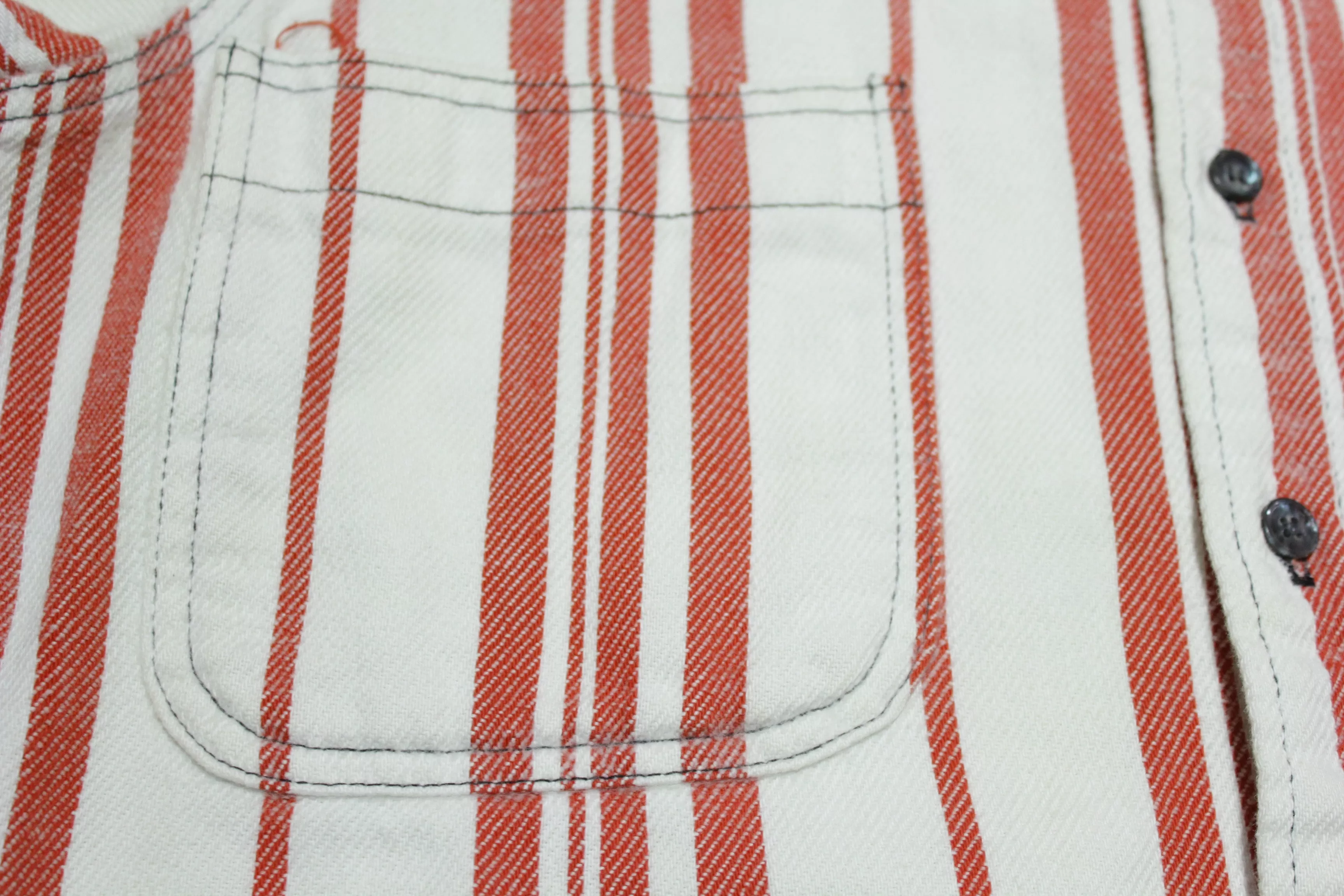 St John's Bay Vintage 90's Made in USA 100% Cotton Red White Striped Work Shirt