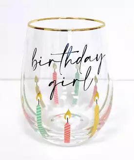 Stemless Wine Glass - Multi Birthday Girl