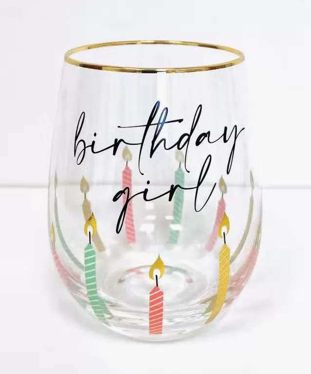 Stemless Wine Glass - Multi Birthday Girl