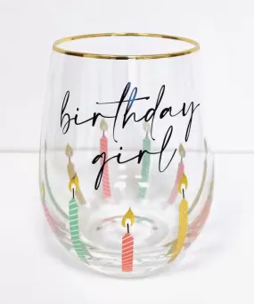 Stemless Wine Glass - Multi Birthday Girl