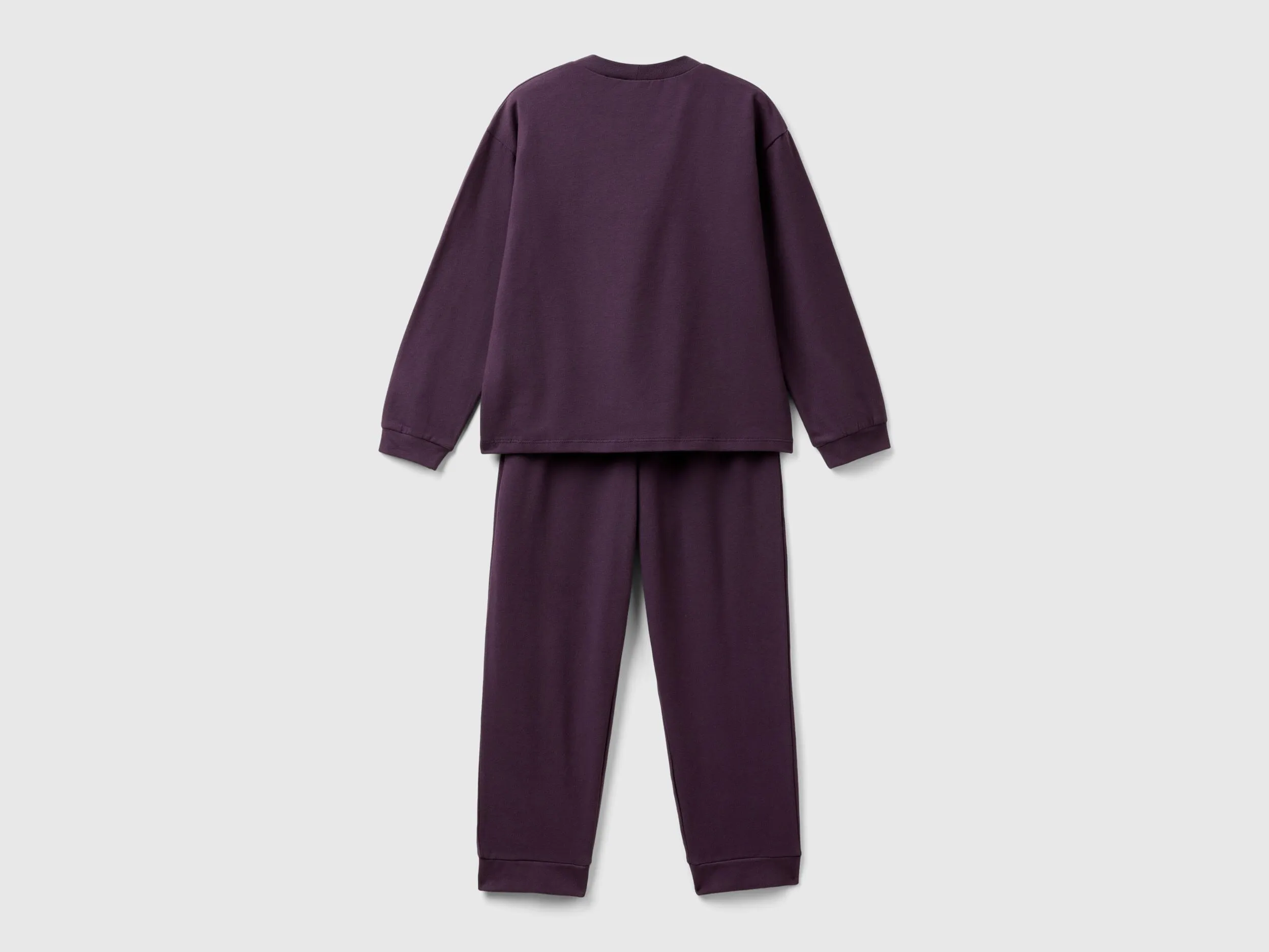 Stretch cotton pyjamas - Dark Mauve | Benetton