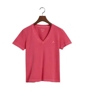 Sunfaded V-Neck T-Shirt                             Magenta Pink