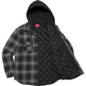 Supreme Hooded Flannel Zip-Up Shirt Black