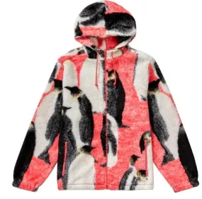 Supreme Penguins Hooded Fleece Jacket - Pink