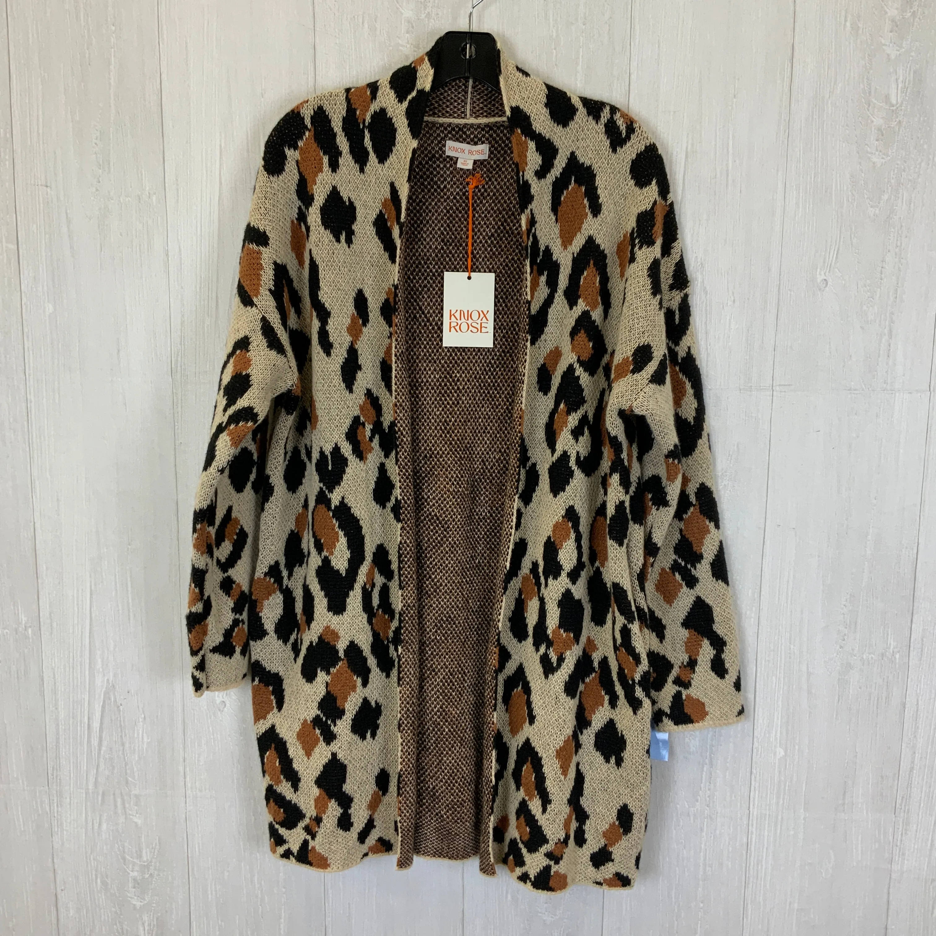 Sweater Cardigan By Knox Rose In Animal Print, Size: Xs