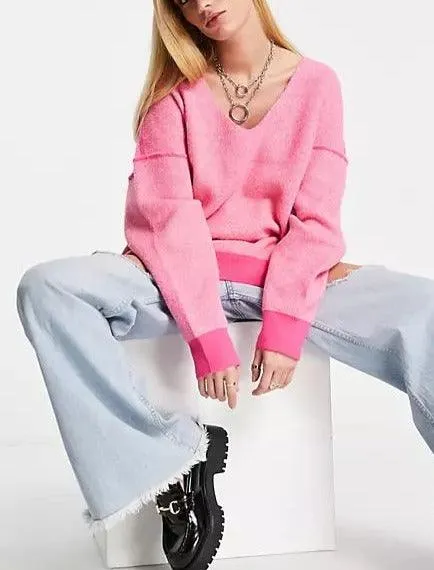 Sweater Weather Pullover in Hot Pink