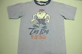 TAZ Boy No Job Too Big 1994 Pinstriped Vintage 90's Looney Tunes WB Cartoon T-Shirt