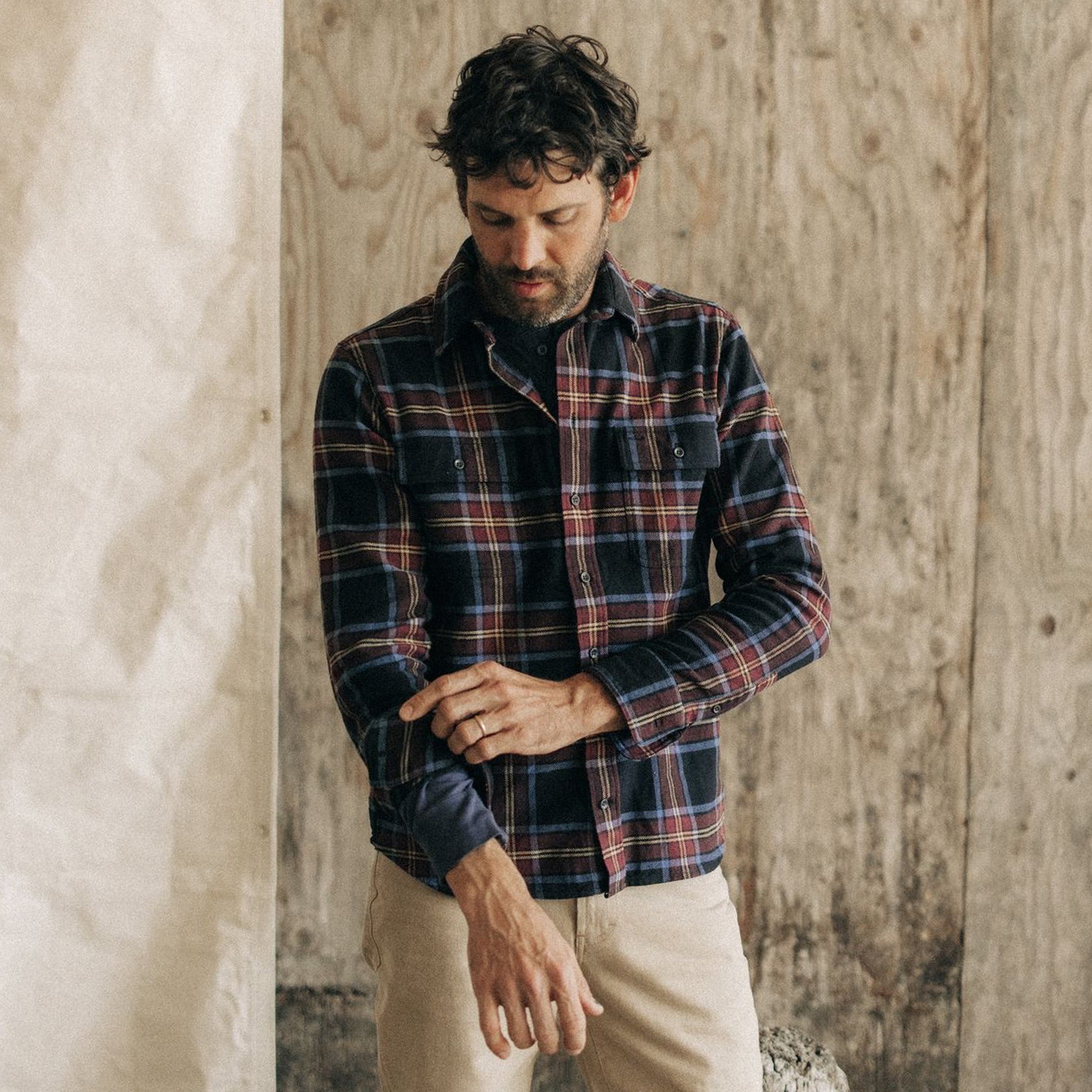 The Ledge Shirt in Dark Navy Plaid