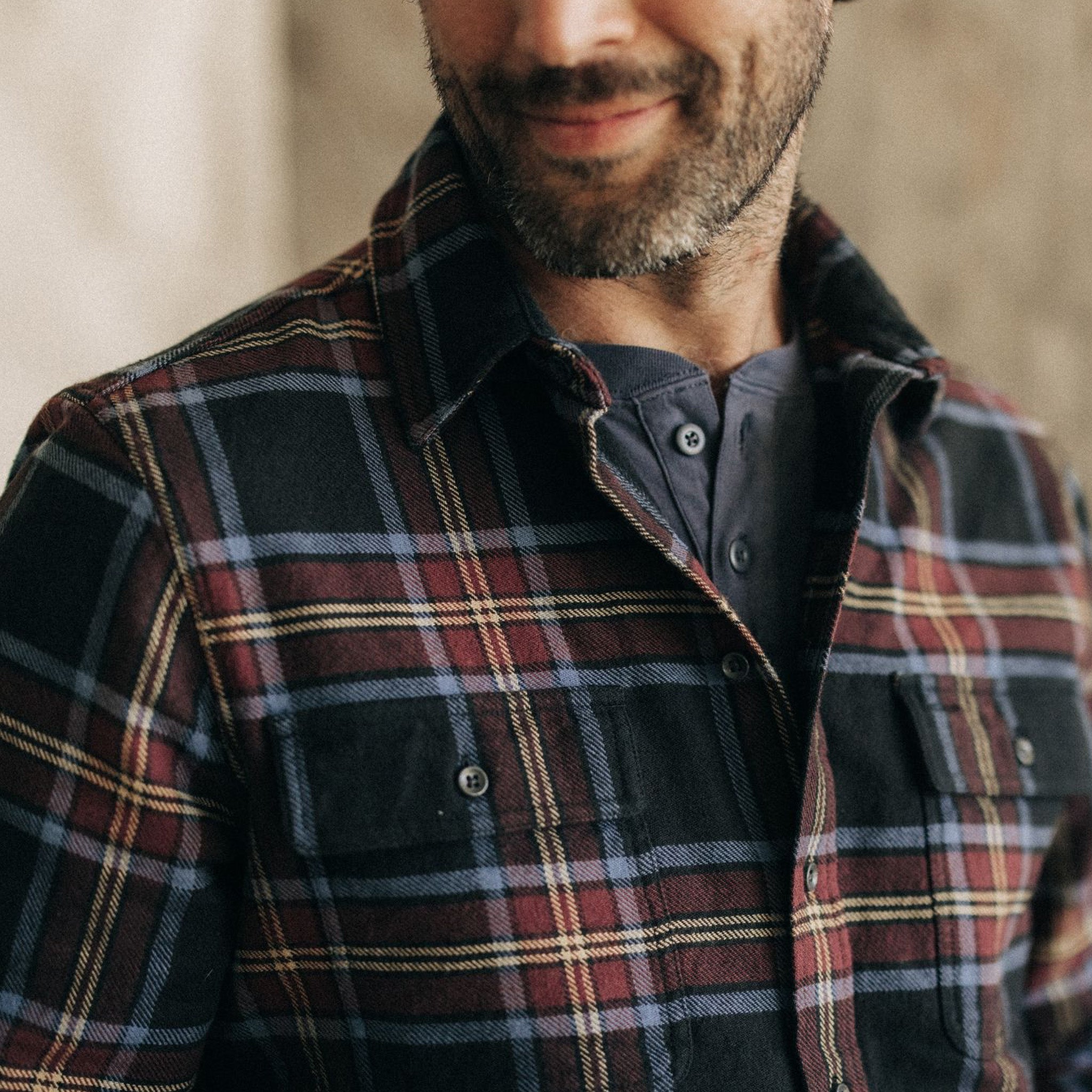 The Ledge Shirt in Dark Navy Plaid