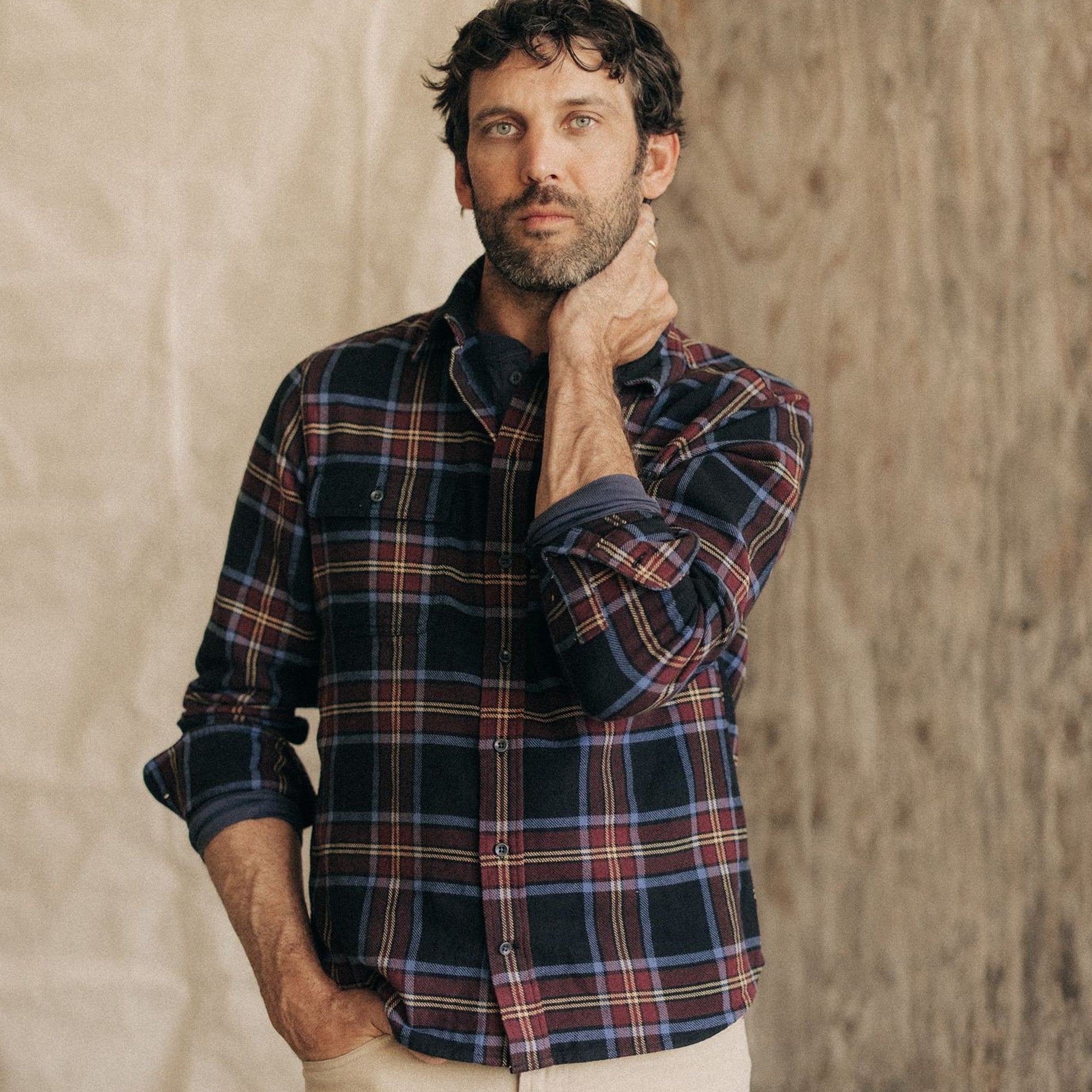 The Ledge Shirt in Dark Navy Plaid