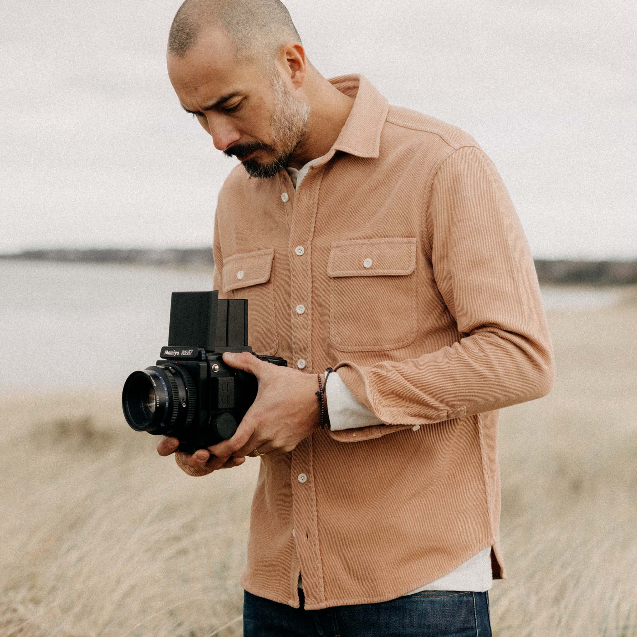 The Ledge Shirt in Dusty Coral Twill