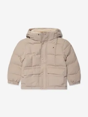 Tommy Hilfiger Boys Square Quilted Longer Jacket in Beige