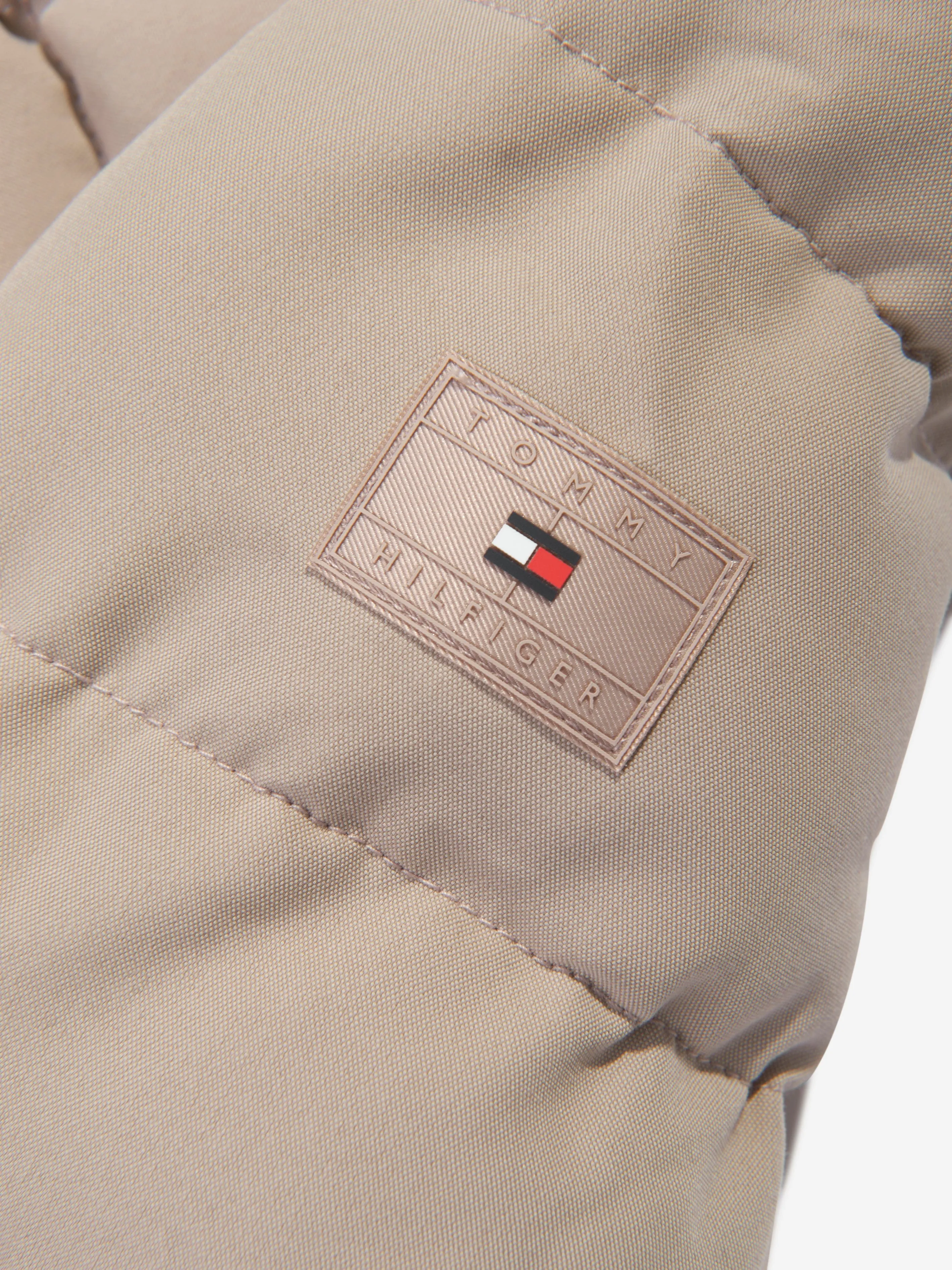 Tommy Hilfiger Boys Square Quilted Longer Jacket in Beige