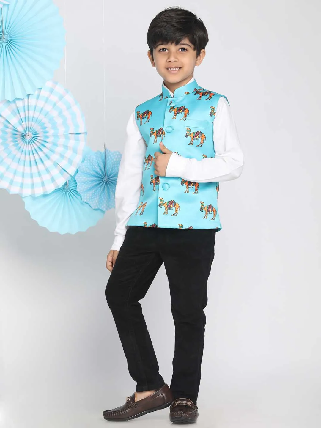 VASTRAMAY Boys Aqua Nehru Jacket