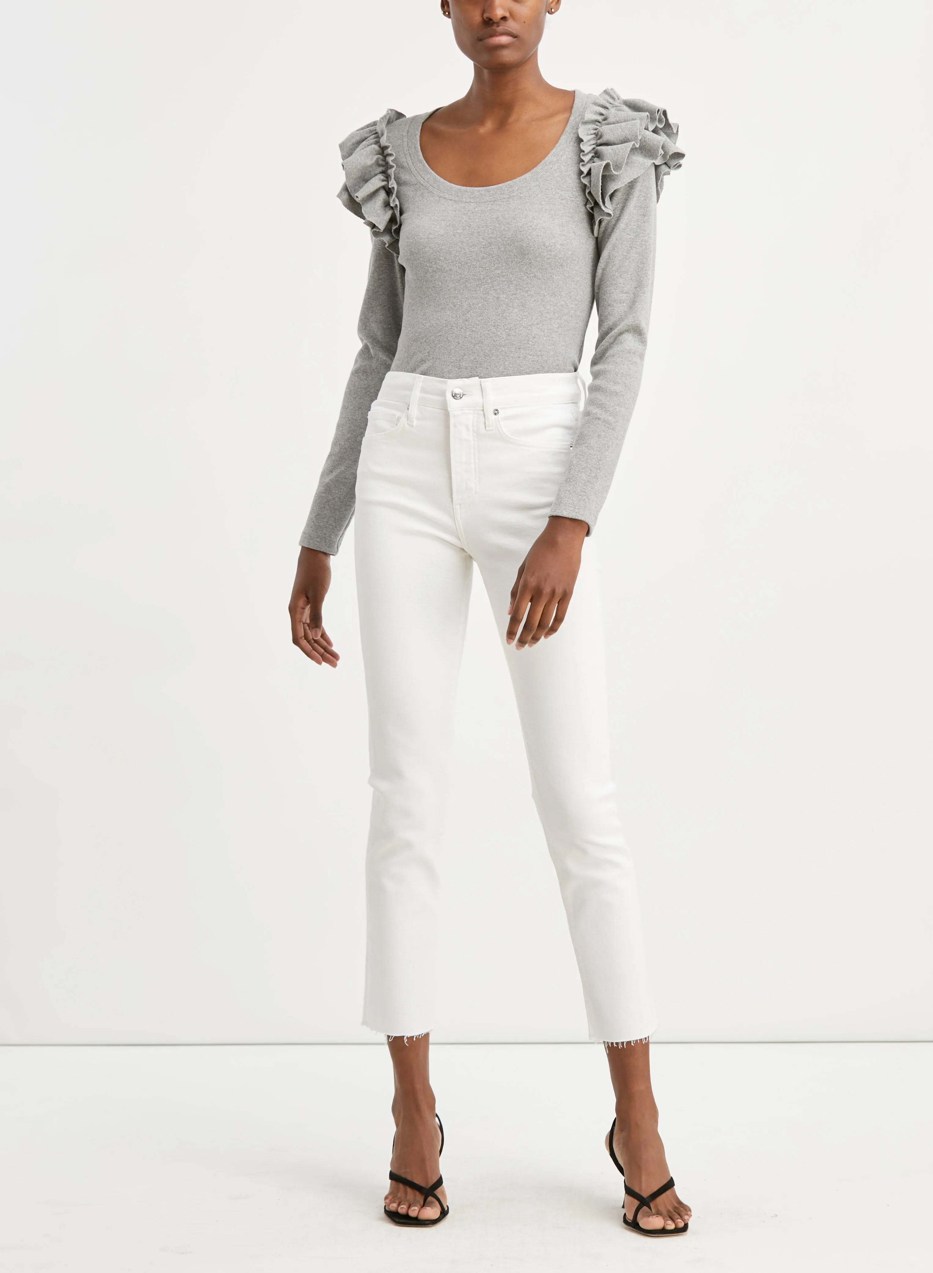 Veronica Beard - Carly Kick Flare Jean Raw Hem - White