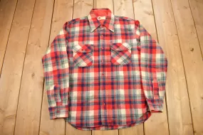 Vintage 1970s Kings Road Sears Mens Store Plaid Button Up Shirt / True Vintage / Vintage Flannel / Vintage Sears