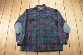 Vintage 1970s Pendleton Plaid Button Up Board Shirt / 100% Virgin Wool / Loop Button / Outdoor / Made In USA / Flannel