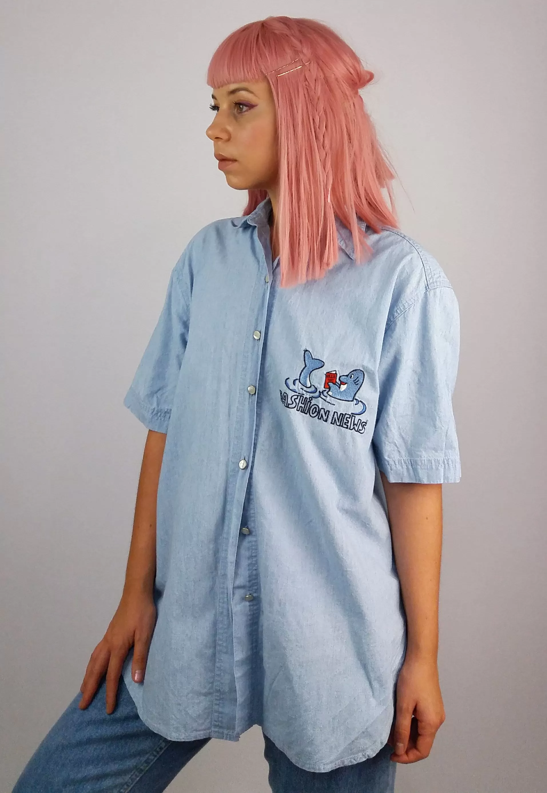 Vintage 90's Lightweight Oversized Denim Shirt - size S-M