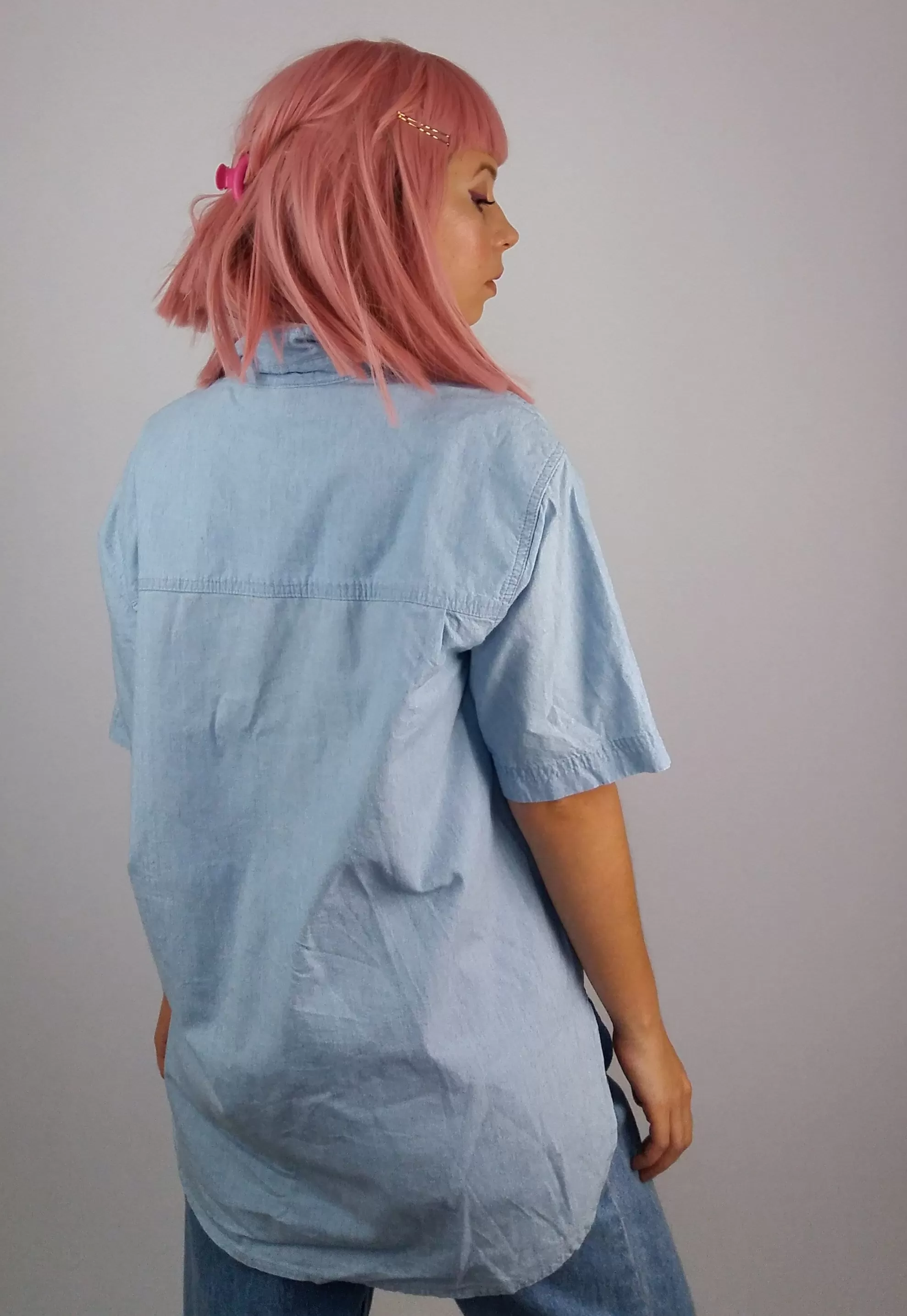 Vintage 90's Lightweight Oversized Denim Shirt - size S-M