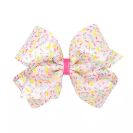 Wee Ones Sequin Birthday Print Hair Bow on Clippie