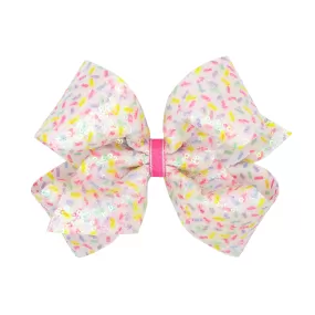 Wee Ones Sequin Birthday Print Hair Bow on Clippie