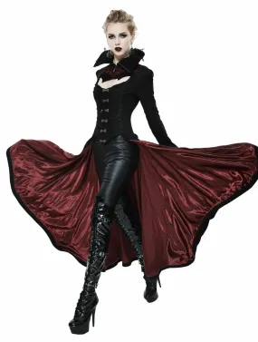 women's coat DEVIL FASHION - Scarlet Town Gothic Overcoat with Medici Collar - CT07302  -  Metal-shop