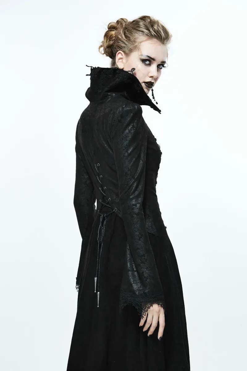 women's coat DEVIL FASHION - Scarlet Town Gothic Overcoat with Medici Collar - CT07302  -  Metal-shop