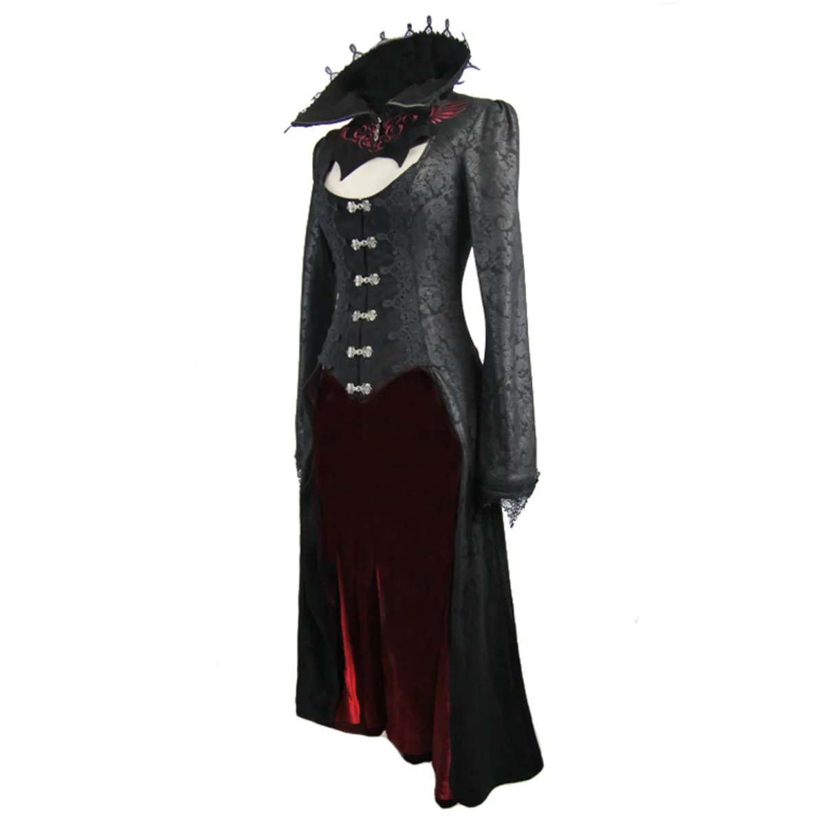 women's coat DEVIL FASHION - Scarlet Town Gothic Overcoat with Medici Collar - CT07302  -  Metal-shop