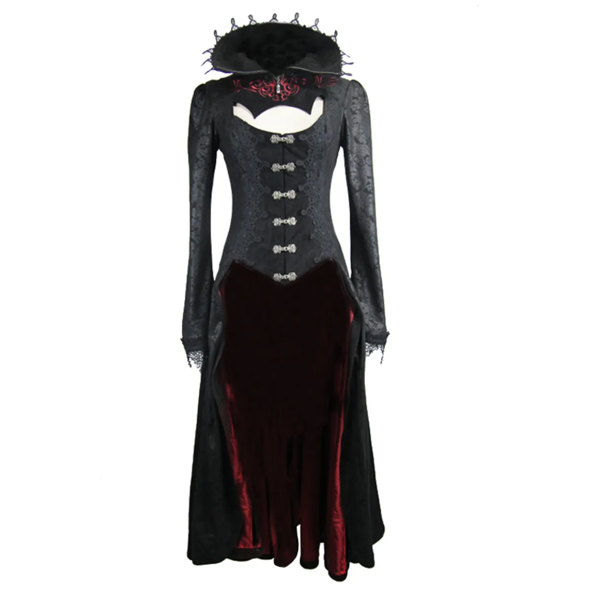 women's coat DEVIL FASHION - Scarlet Town Gothic Overcoat with Medici Collar - CT07302  -  Metal-shop