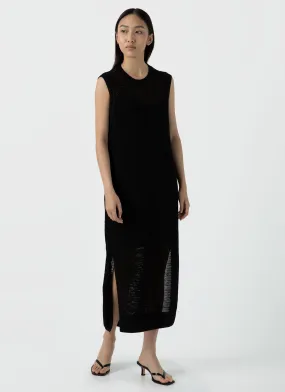 Women's Linen Mesh Dress in Black