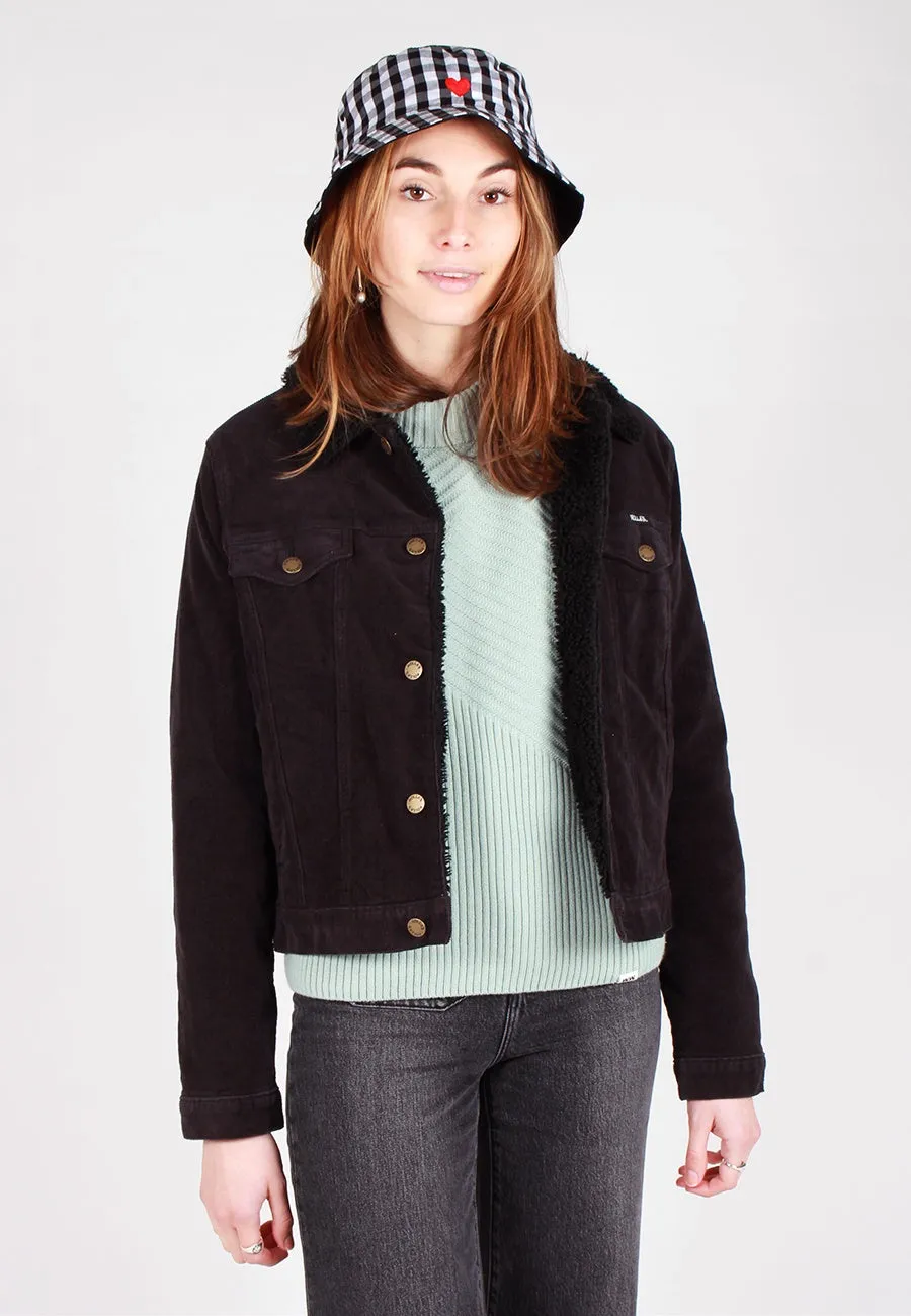 Womens Sherpa Jacket - black cord