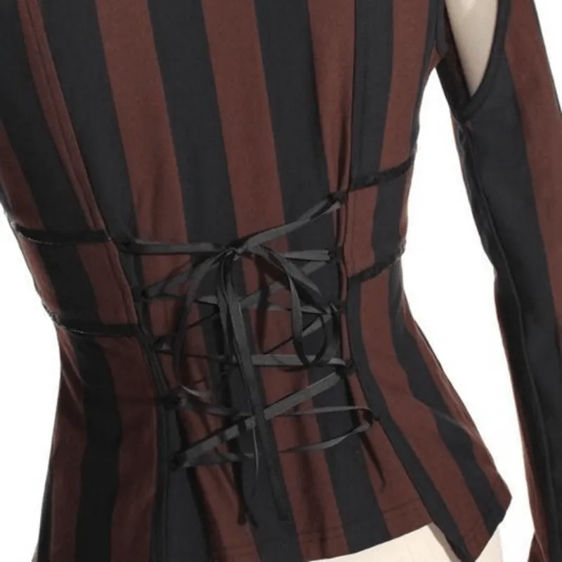 Women's Steampunk Leather Striped Vest