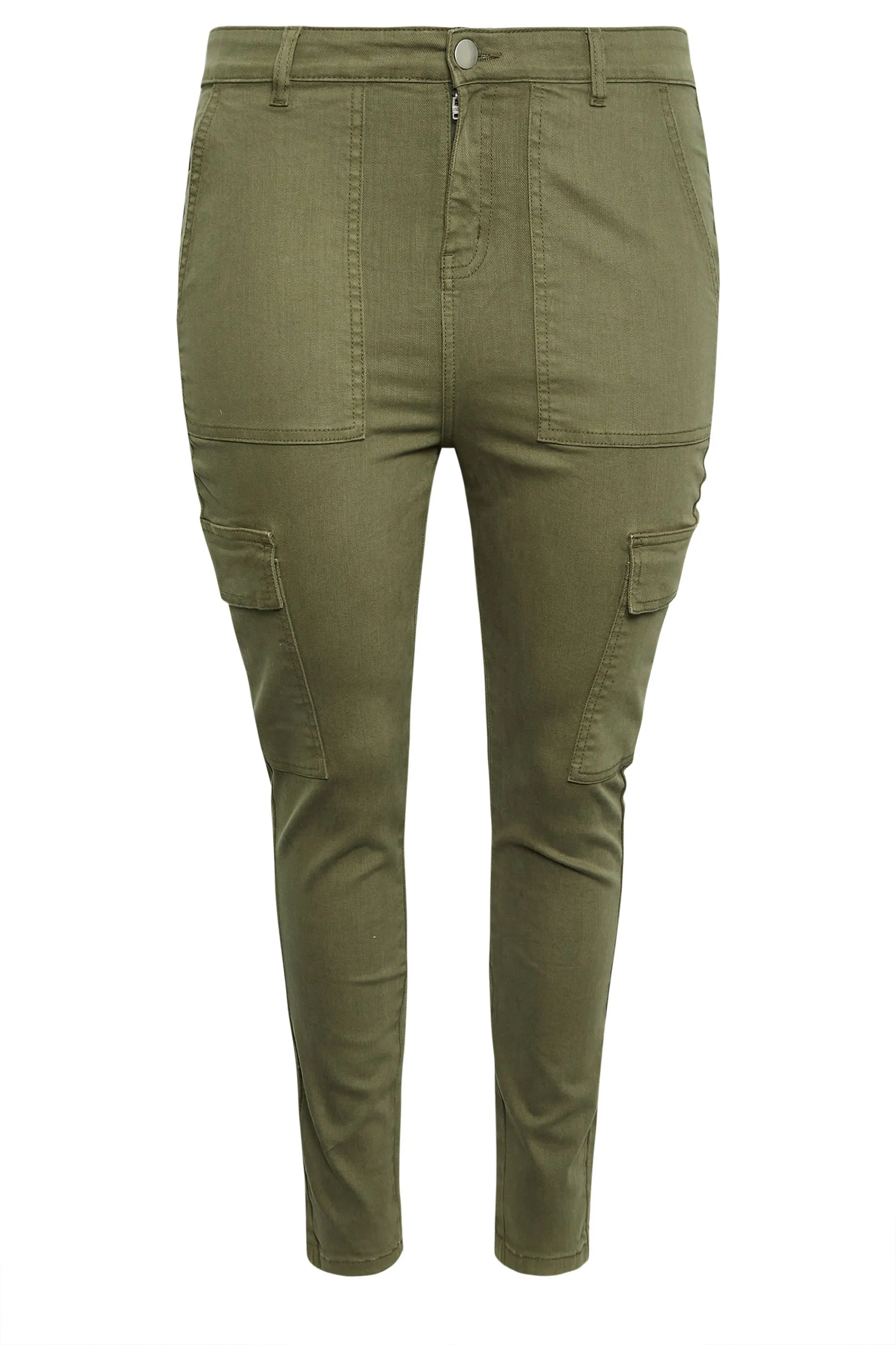 YOURS Curve Khaki Green Cargo AVA Jeans